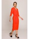 Stylove S396 Sukienka z kopertowym motywem - koralowa