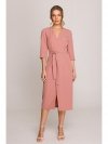 Stylove S396 Sukienka z kopertowym motywem - różana