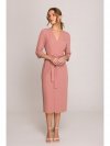 Stylove S396 Sukienka z kopertowym motywem - różana