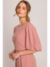 Stylove S399 Sukienka z bufiastymi rękawami - różana