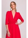 Stylove S404 Sukienka z przeplotem z modalu - czerwona