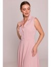 Stylove S409 Sukienka z rozpinanym dekoltem - pudrowa