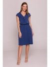 Stylove S411 Sukienka z żabotem - niebieska