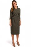 Stylove S175 Sukienka na zakładkę z paskiem - khaki