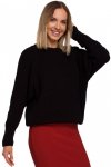 Moe M537 Sweter prążek pod szyję - czarny