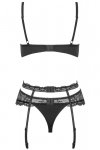 Obsessive Heartina set bielizna nocna komplet biustonosz + stringi + pas do pończoch