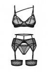 Obsessive Nuites 3-pcs set bielizna nocna komplet biustonosz + stringi + pas do pończoch
