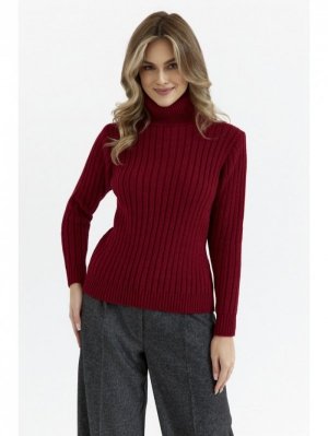 Moe M771 Sweter z golfem - bordowy