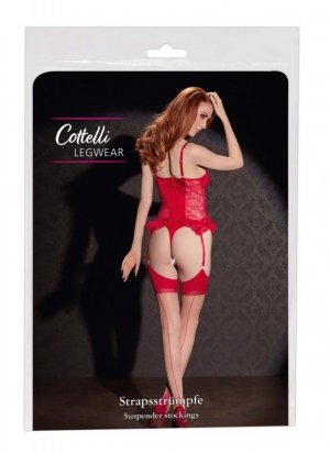 Cottelli LEGWEAR Stockings skin/red