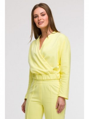 BeWear B292 Bluza z kopertowym dekoltem - cytrynowa