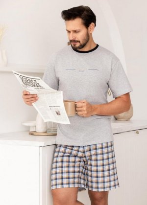 Regina PIŻAMA REGINA MĘSKA 502 J MELANGE XXL-3XL