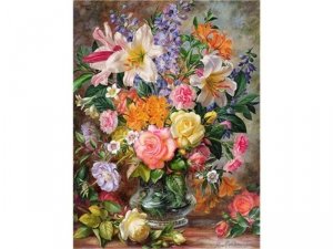 Haft Diamentowy, Obraz, Mozaika Diamentowa Diamond Painting, WIELOBARWNY BUKIET KWIATÓW 30x40cm - WYSYŁKA 24H