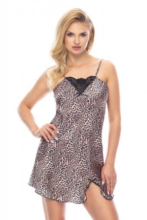Irall Koszulka Yamila II (Satin Nightdress) Leopard