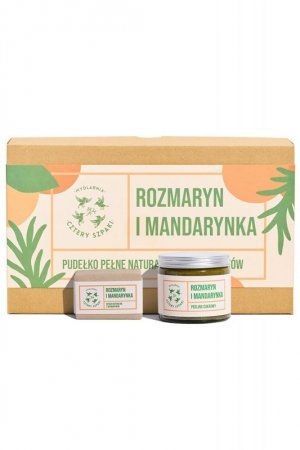 Mydlarnia Cztery Szpaki Zestaw Mydło w kostce + Peeling Rozmaryn i Mandarynka kosmetyki zestaw do pielęgnacji