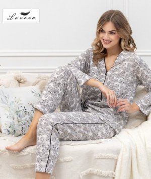 Piżama Leveza 1609 Bronia dł/r M-2XL rozpinana