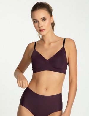 Biustonosz soft Julimex Simple T-Shirt Bra Dark Plum S-XL