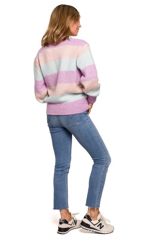 Be Knit BK071 Sweter w pasy wielokolorowe - model 1