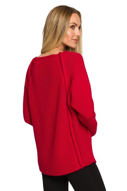 Moe M712 Sweter z ozdobnymi guzikami - malinowy