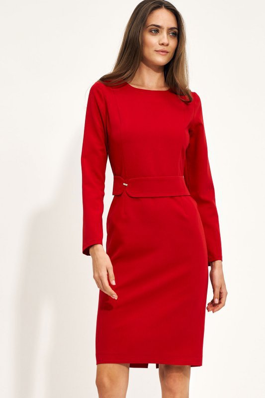 Nife Czerwona ołówkowa sukienka  - S206