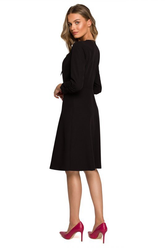 Stylove S325 Sukienka z wiązaniem w dekolcie - czarna