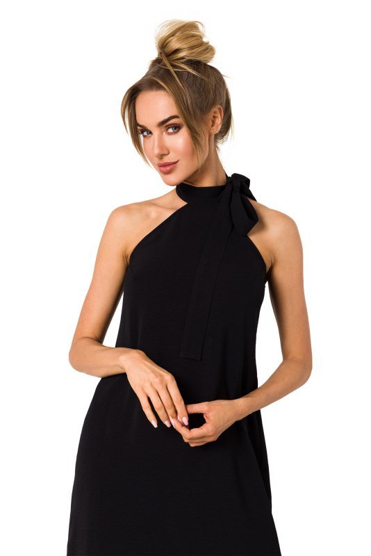Moe M736 Sukienka z wiązaniem na szyi - czarna