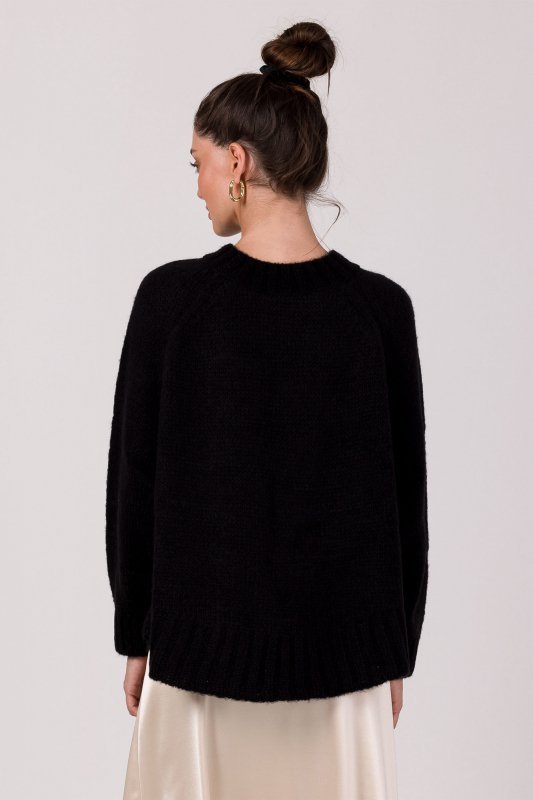 Be Knit BK105 Sweter z nietoperzowymi rękawami - czarny