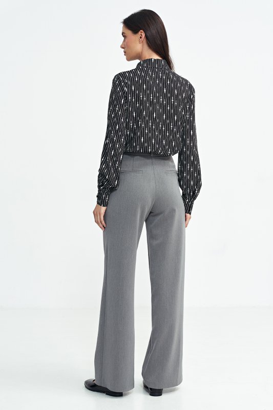 Nife Spodnie z zakładkami, wide leg - szary - SD104
