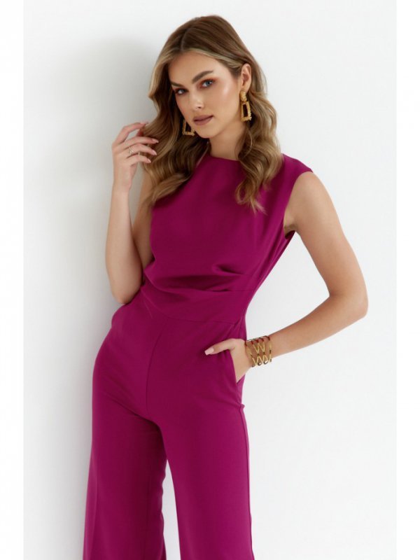 Stylove S115 Kombinezon z szerokimi nogawkami - rubinowy