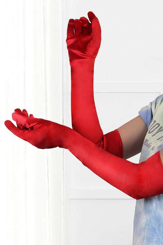 Paris Hollywood LONG SATIN RED GLOVES