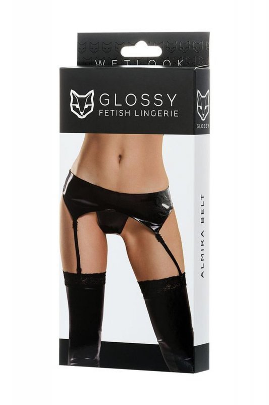 Glossy Glossy belt for stockings and panties ALMIRA - black