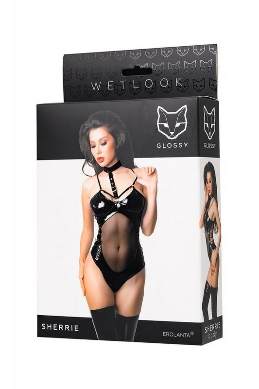 Glossy Wetlook body Sherrie - black