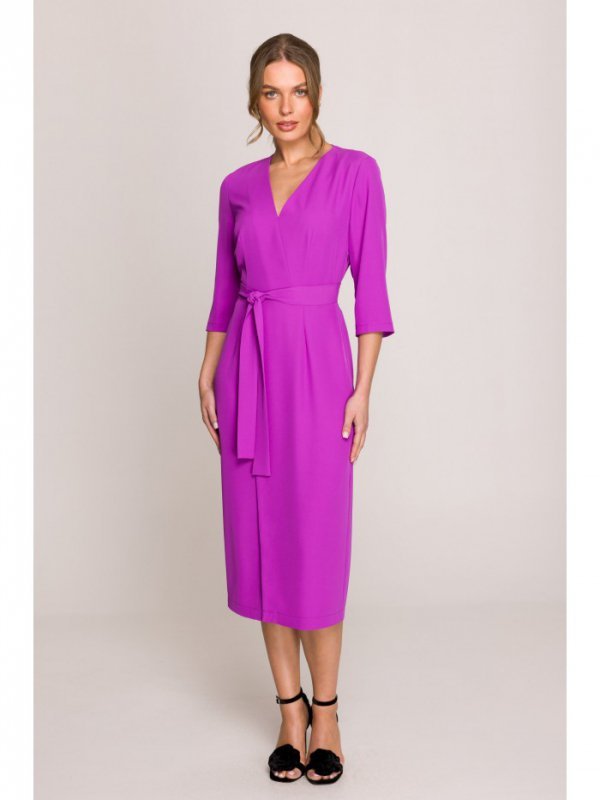 Stylove S396 Sukienka z kopertowym motywem - lawendowa
