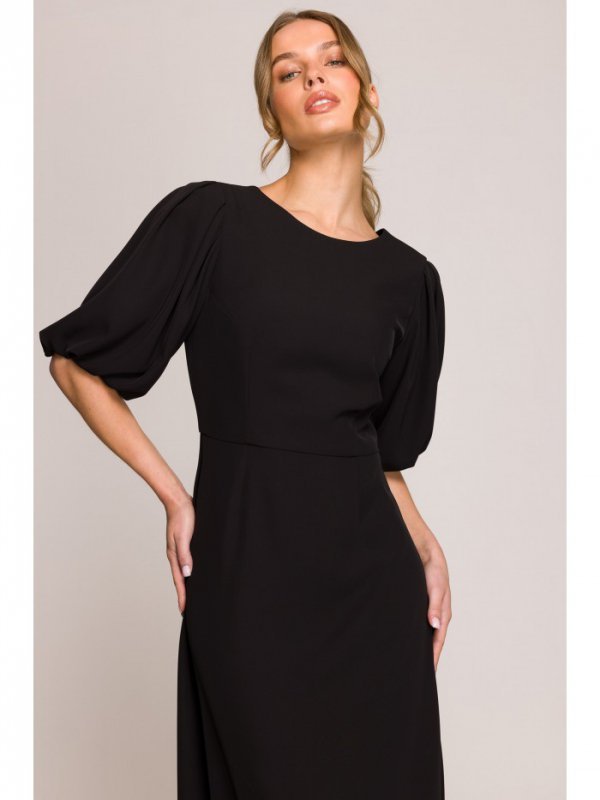 Stylove S399 Sukienka z bufiastymi rękawami - czarna