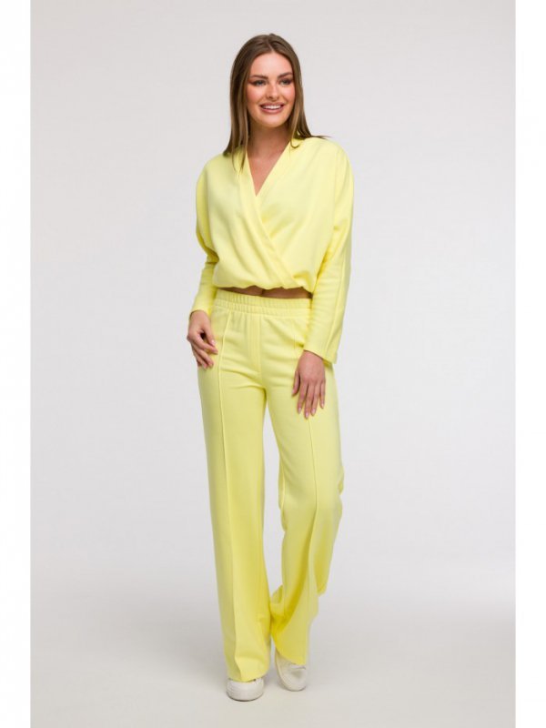 BeWear B296 Spodnie dresowe z przeszyciami - cytrynowe