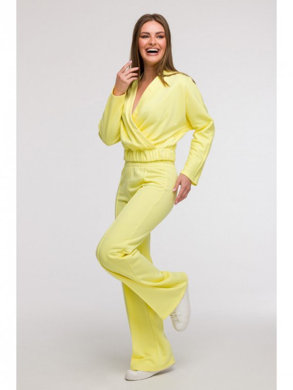 BeWear B296 Spodnie dresowe z przeszyciami - cytrynowe