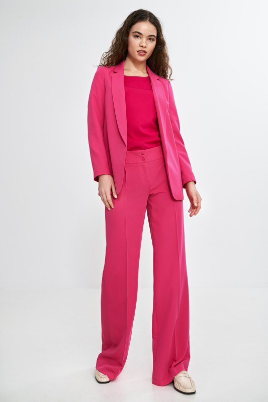 Nife Spodnie wide leg z kantem - róż - SD112