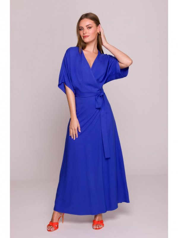 Stylove S406 Wiskozowa sukienka maksi - niebieska