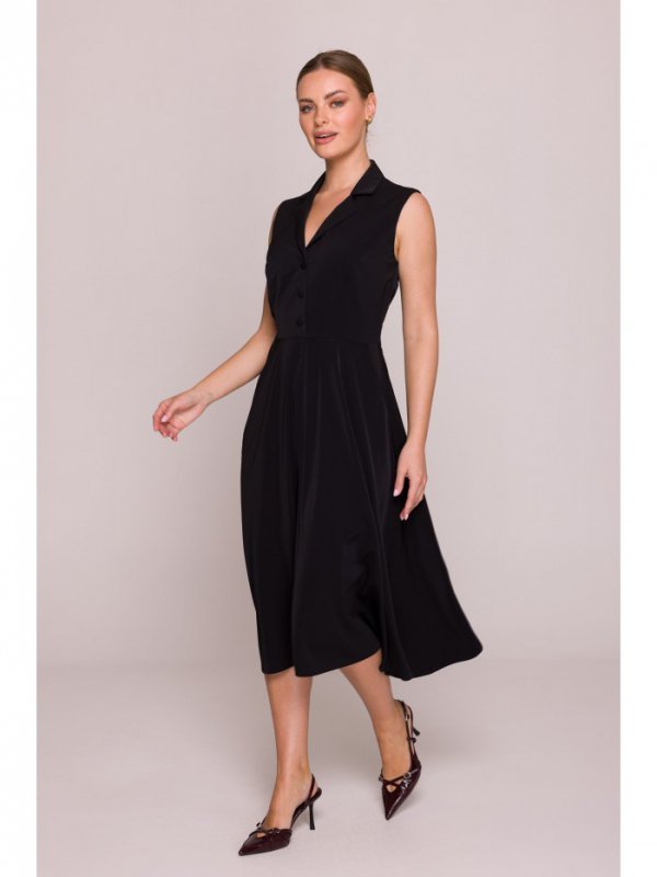 Stylove S409 Sukienka z rozpinanym dekoltem - czarna