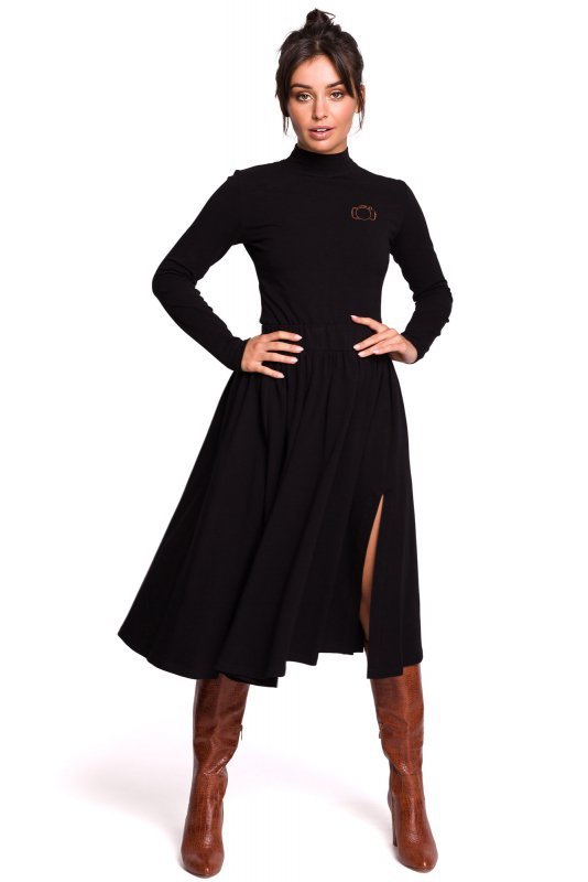 BeWear B130 Spódnica midi rozkloszowana - czarna