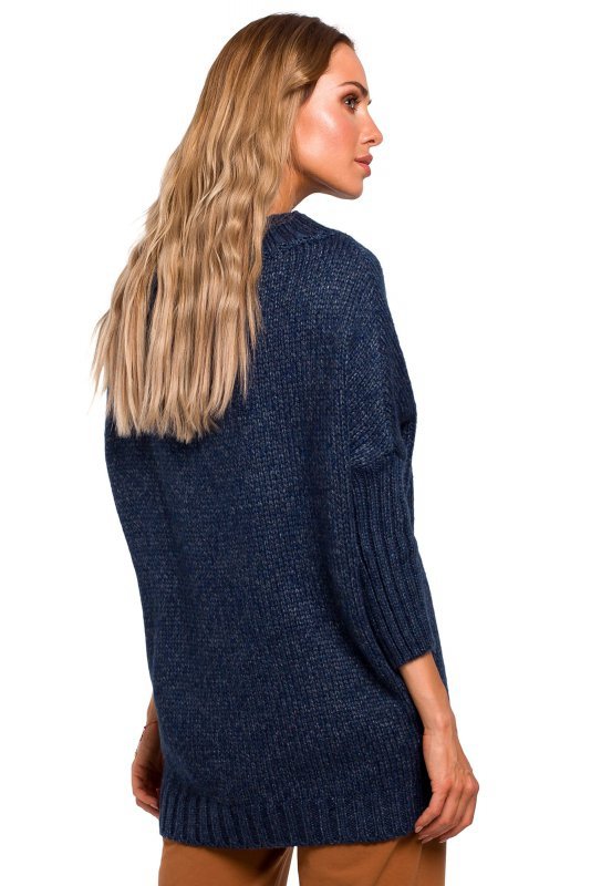 Moe M470 Sweter półgolf melanż - granatowy