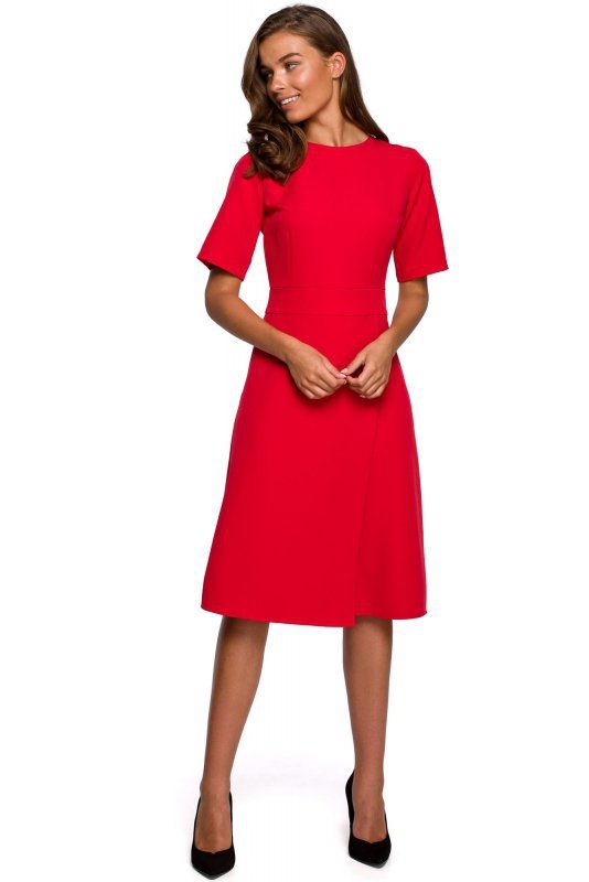 Stylove S240 Sukienka z dołem kopertowym - czerwona