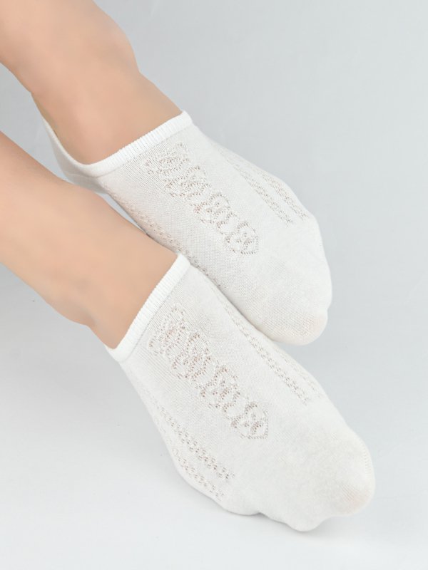 NOVITI STOPKI DAMSKIE ST095 BAWEŁNA SERCA/MOTYL SILIKON