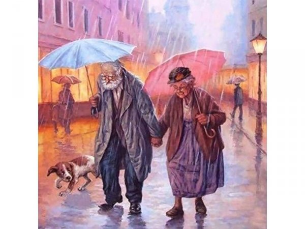 OBRAZ MALOWANIE PO NUMERACH RAMA 45x45cm SPACER W DESZCZU - WYSYŁKA 24H