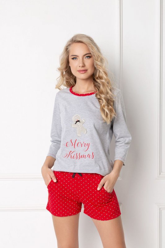 Aruelle Piżama Cookie Short Grey-Red