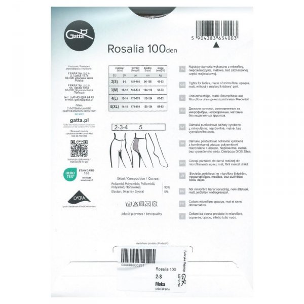 Gatta Rajstopy Rosalia microfibre 100 den grafitowe