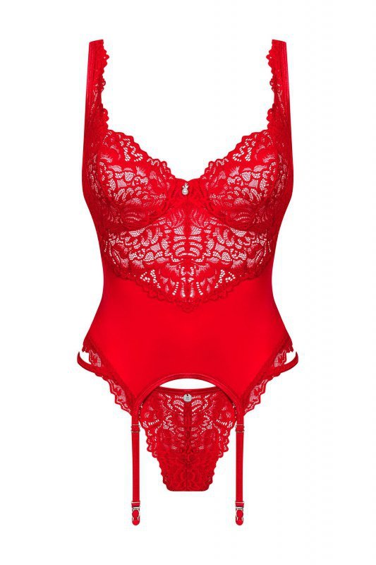 Obsessive Gorset i stringi Amor Cherris czerwony