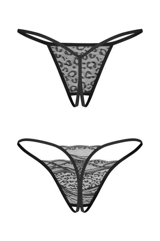 Obsessive Figi stringi otwarte Bianca czarne 2-pak