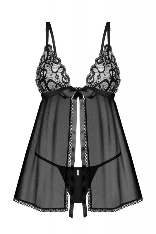Obsessive Babydoll i stringi Blomentis czarne