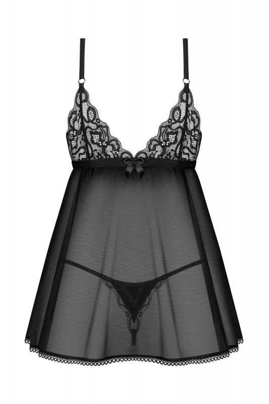Obsessive Babydoll i stringi Blomentis czarne