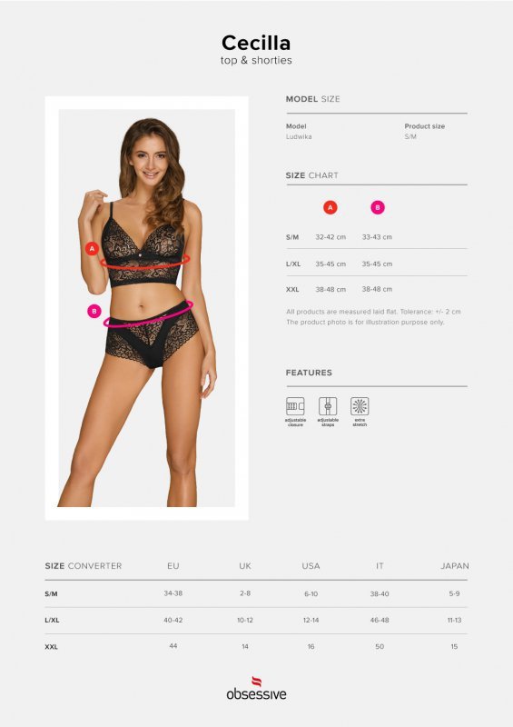 Obsessive Top i szorty Cecilla czarny